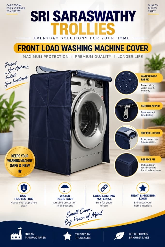 Front Load Washing Machine Waterproof & Dust Protection Cover with Top Roll-Up Flap