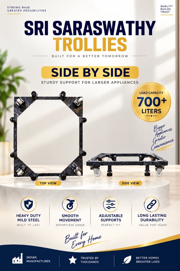 Side By Side Refrigerator Stand 700+ Liters Capacity with Adjustable Supports